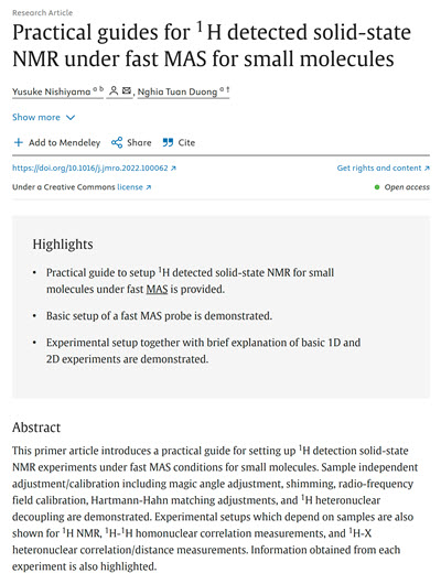 Practical guides for 1H detected solid-state NMR under fast MAS for small molecules